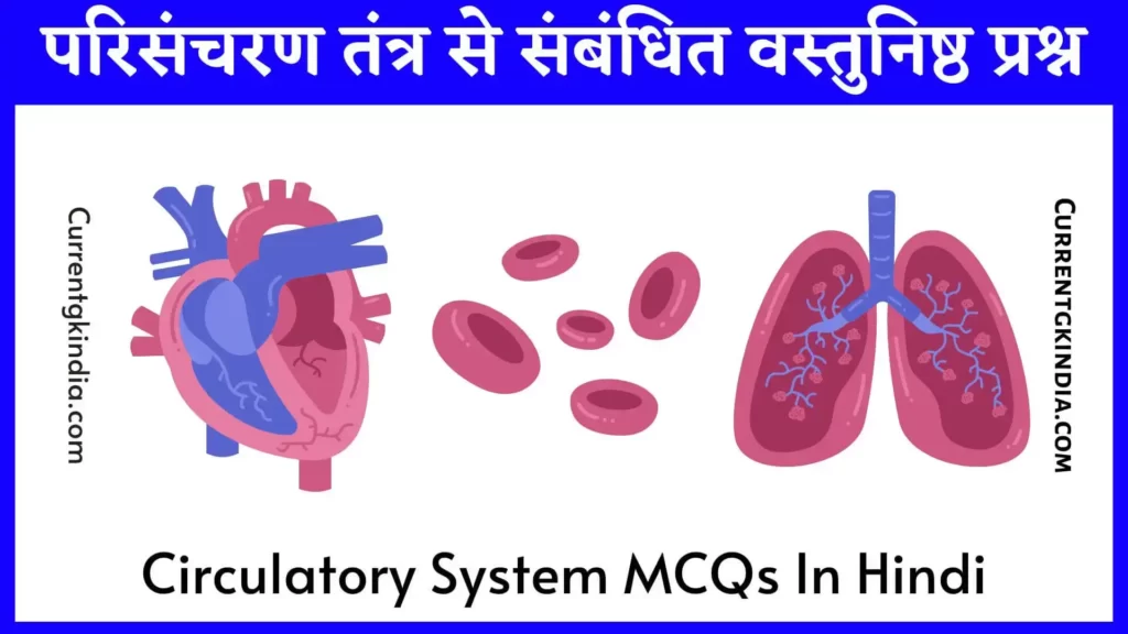 Circulatory System MCQs In Hindi
परिसंचरण तंत्र से संबंधित वस्तुनिष्ठ प्रश्न
