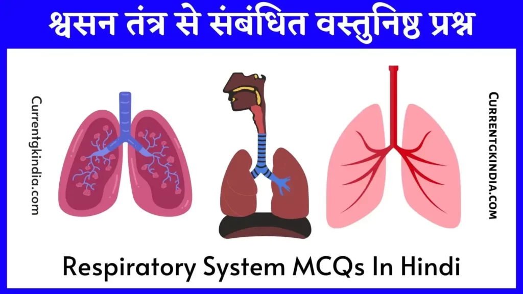श्वसन तंत्र से संबंधित वस्तुनिष्ठ प्रश्न
Respiratory System MCQs In Hindi
