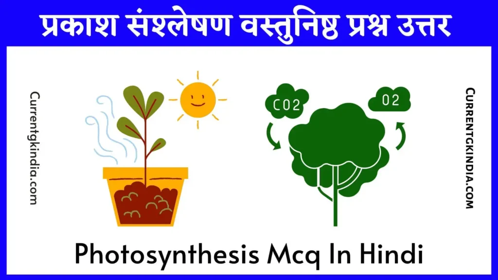 Photosynthesis Mcq In Hindi
प्रकाश संश्लेषण वस्तुनिष्ठ प्रश्न उत्तर
Prakash Sanshleshan Mcq In Hindi