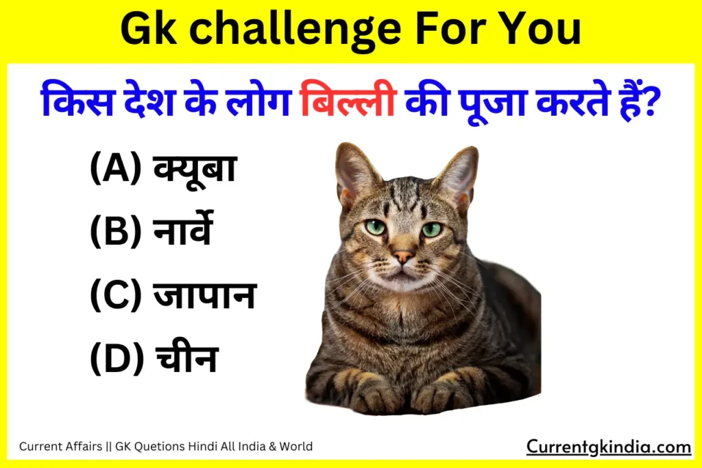 किस देश के लोग बिल्ली की पूजा करते हैं?
Kis Desh Ke Log Billy Ki Puja Karte Hai
Interesting Gk Questions